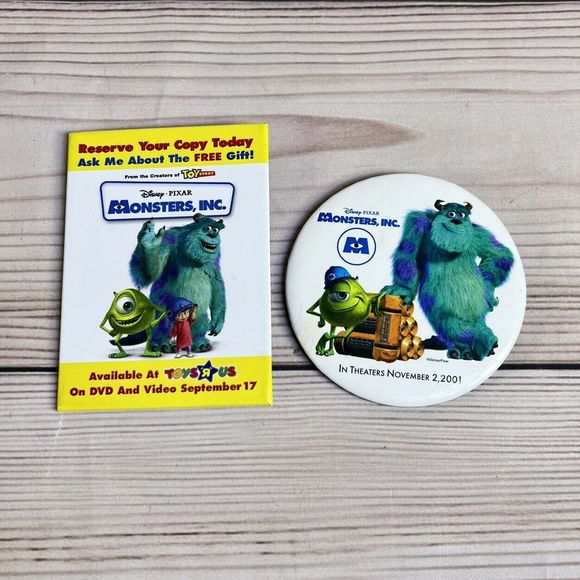 VTG Movie Release Promo Button Pin Lot 22 Mixed 90s Disney Mickey Monsters DVD - Picture 5 of 12